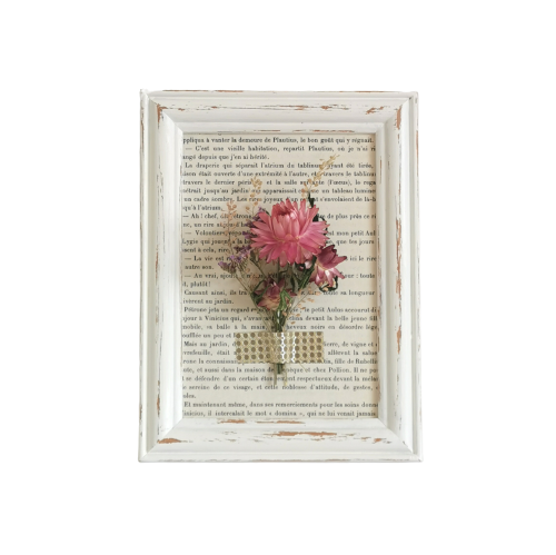 Cadre poétique unique de fleurs séchées à poser – 13x18cm | COLETTE ~ Collection « Poésie »