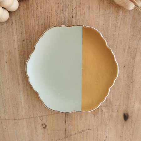 Vide poche vert pastel et doré